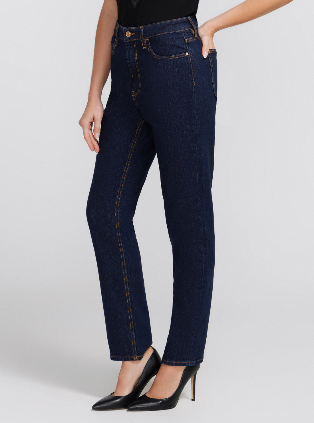 Eco Girly Mid-Rise Denim Jeans in Dark Blue