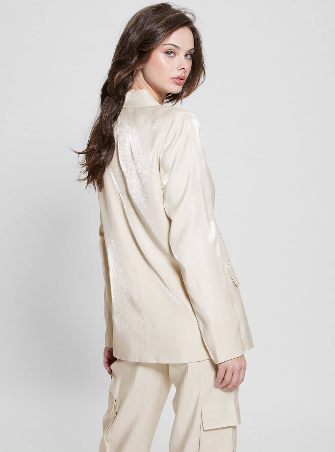 Eco Champagne Adriana Blazer Jacket | GUESS Women's Apparel | back view