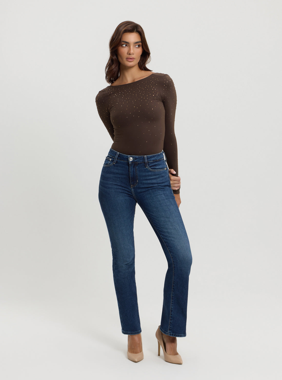 Blue Sexy Flare High Rise in Dark Wash
