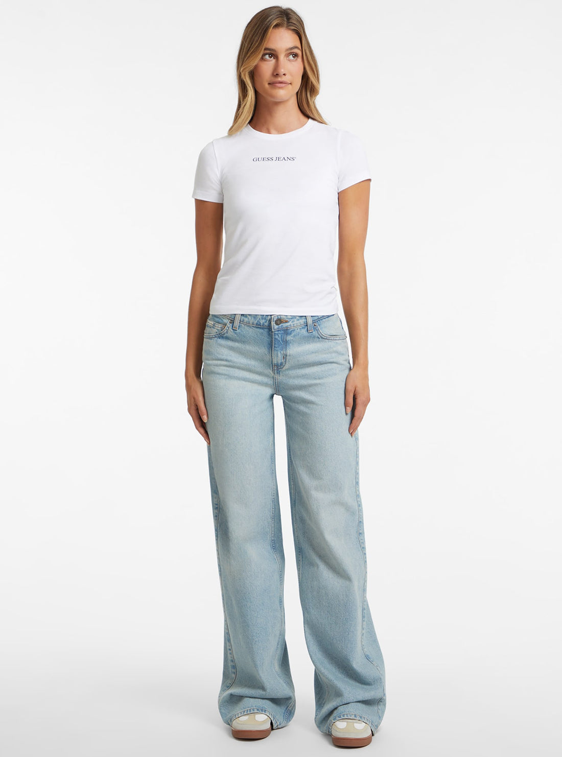 Guess Jeans G11 Wide Leg Jeans in Light Wash W4BA0YD5CCA Full View
