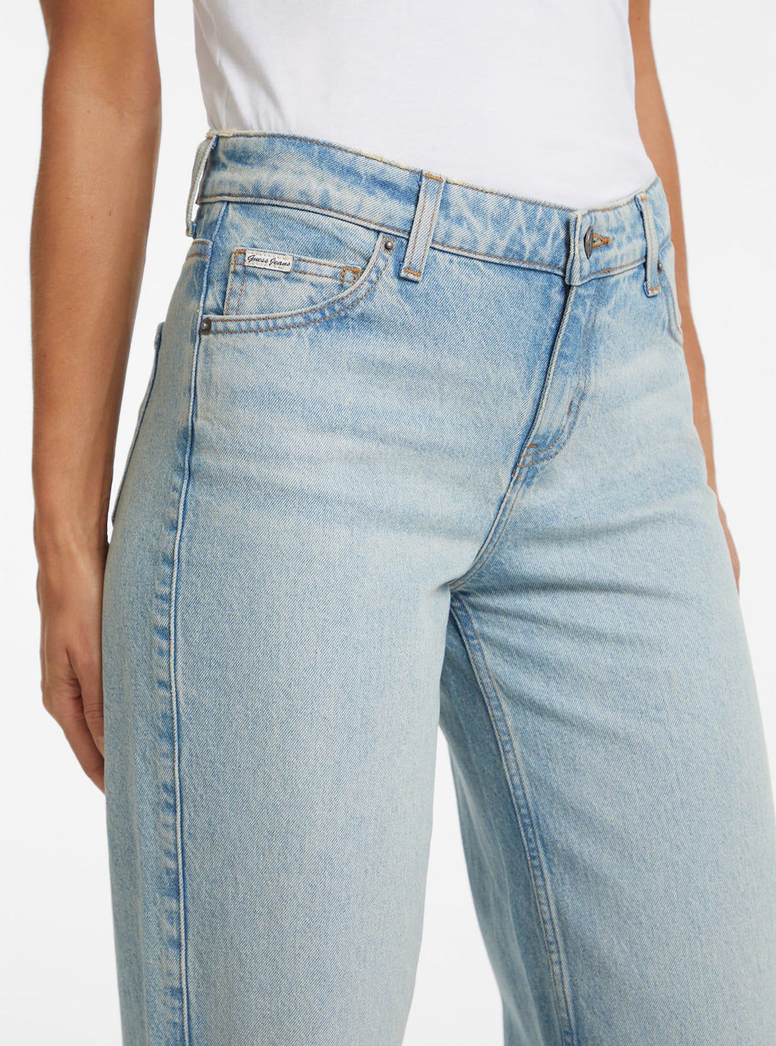 Guess Jeans G11 Wide Leg Jeans in Light Wash W4BA0YD5CCA Front Detail View