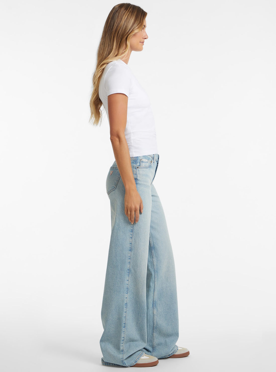 Guess Jeans G11 Wide Leg Jeans in Light Wash W4BA0YD5CCA Full Side View