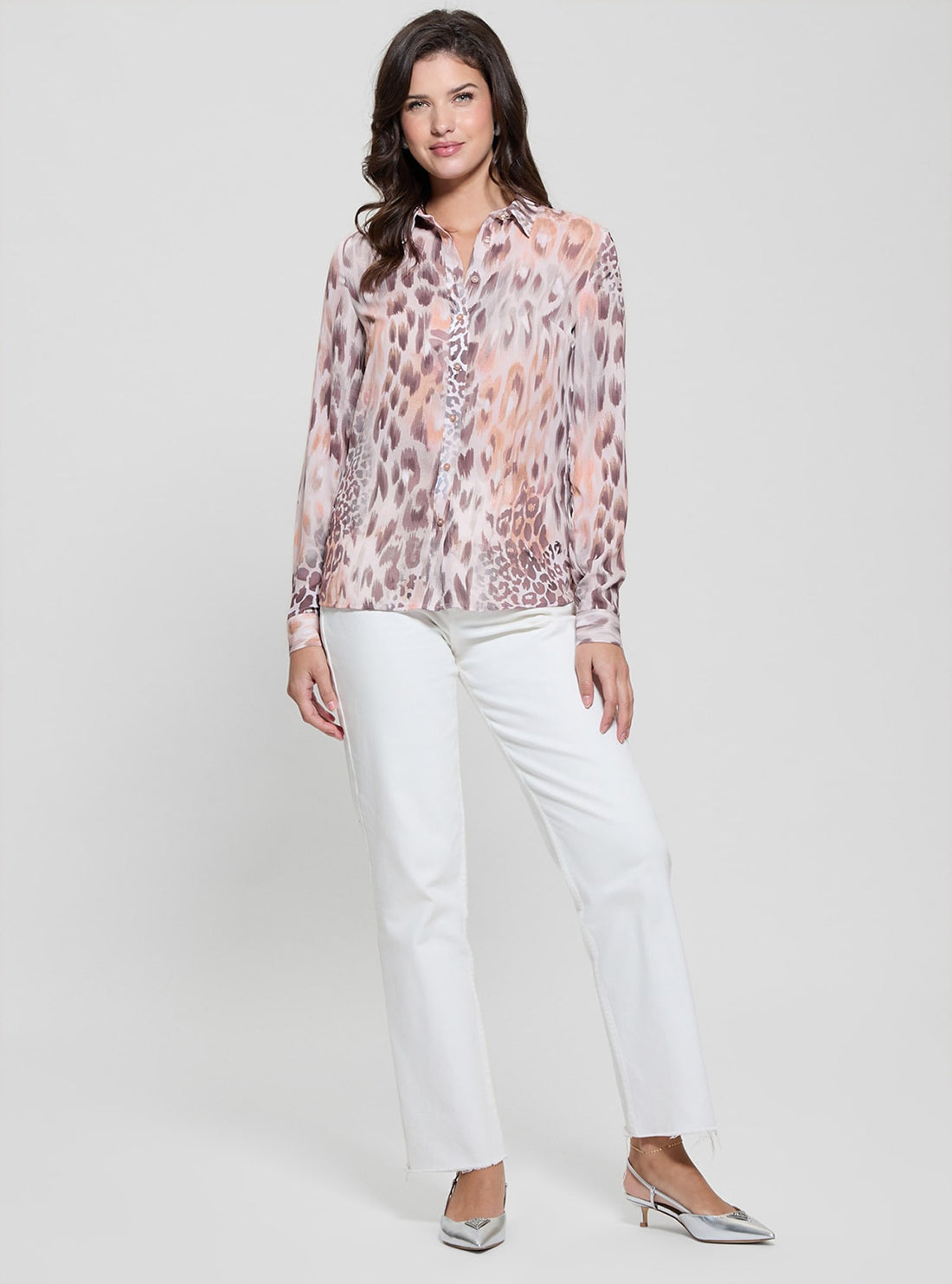 Pink Powder Jaguar Print Shirt