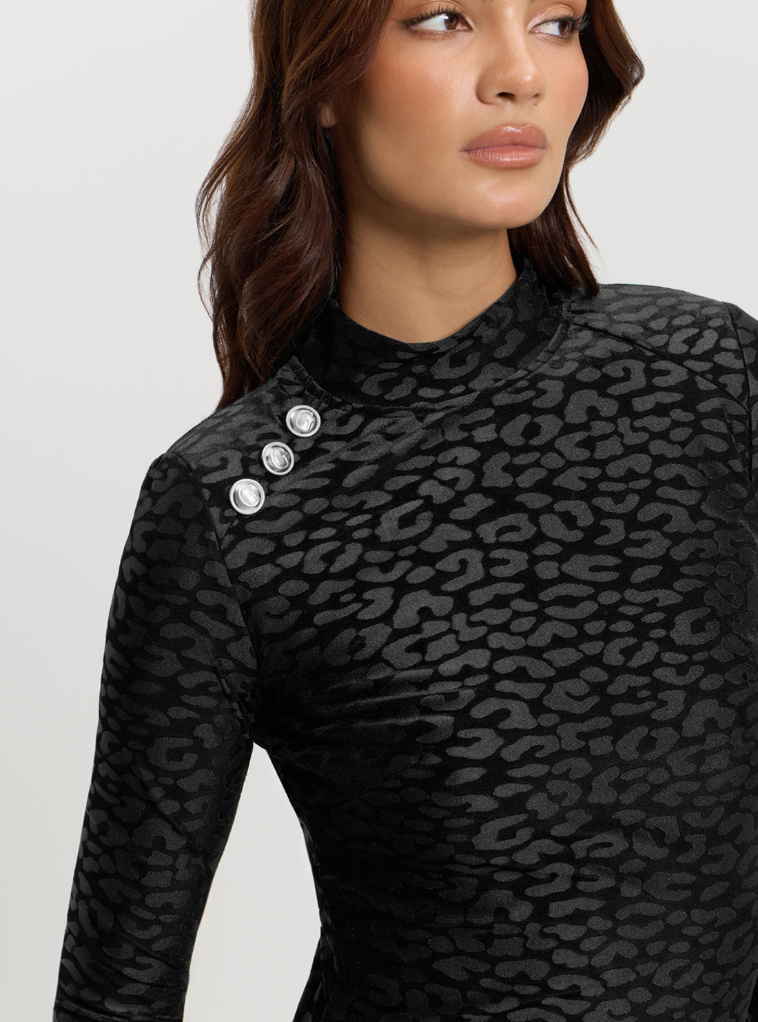 Black Elizabeth Mock Neck Mini Dress