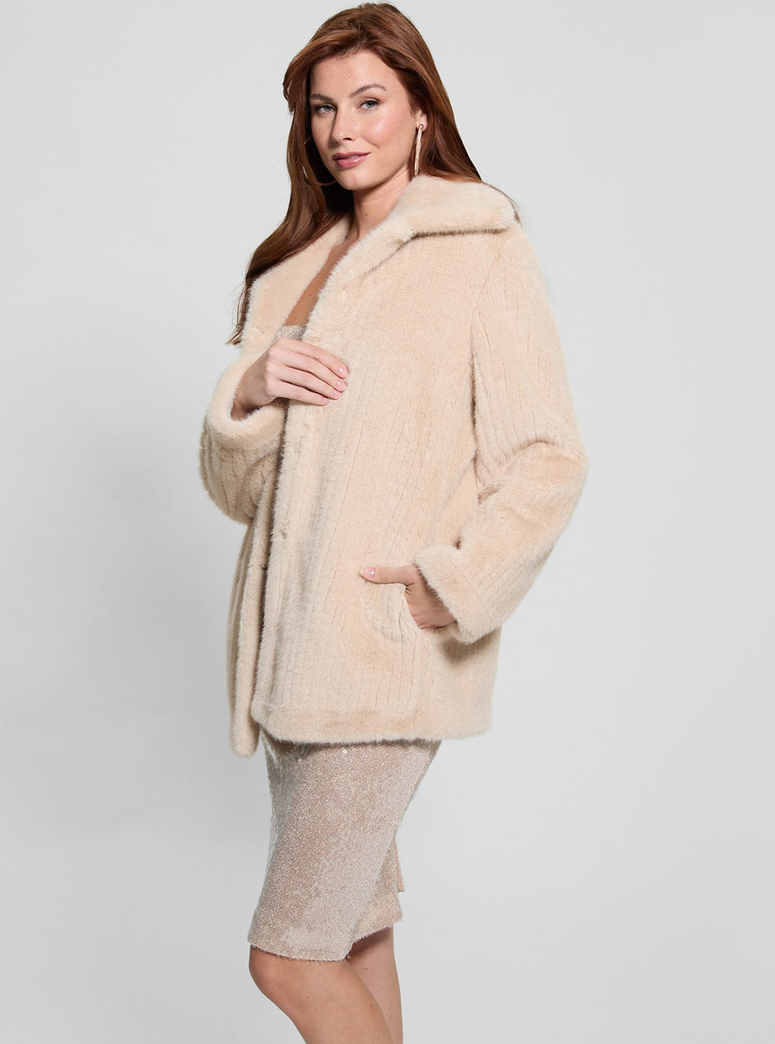 Beige Francesca Faux Fur Coat