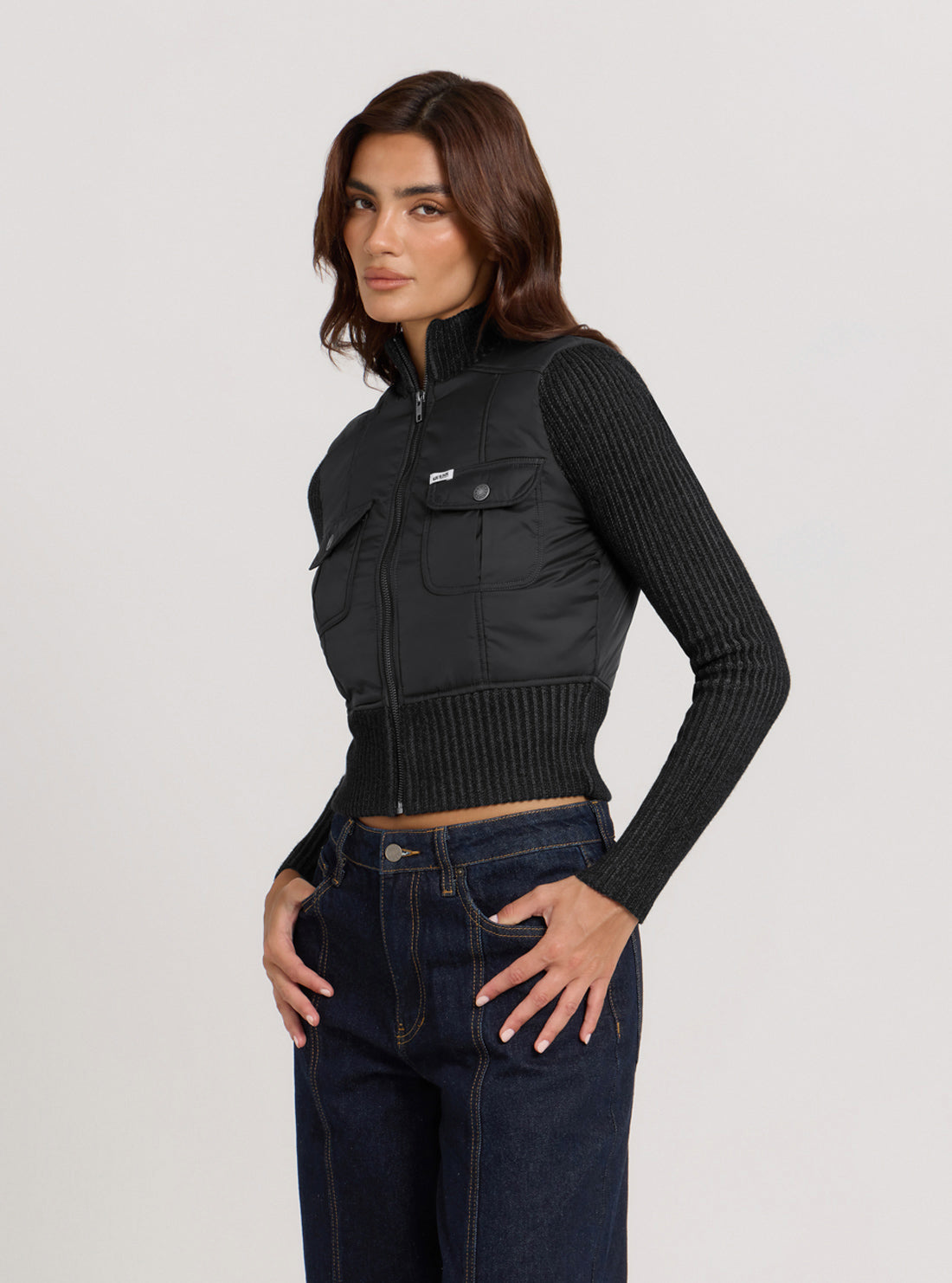 Guess Originals Black Nylon Zip-Up Jacket