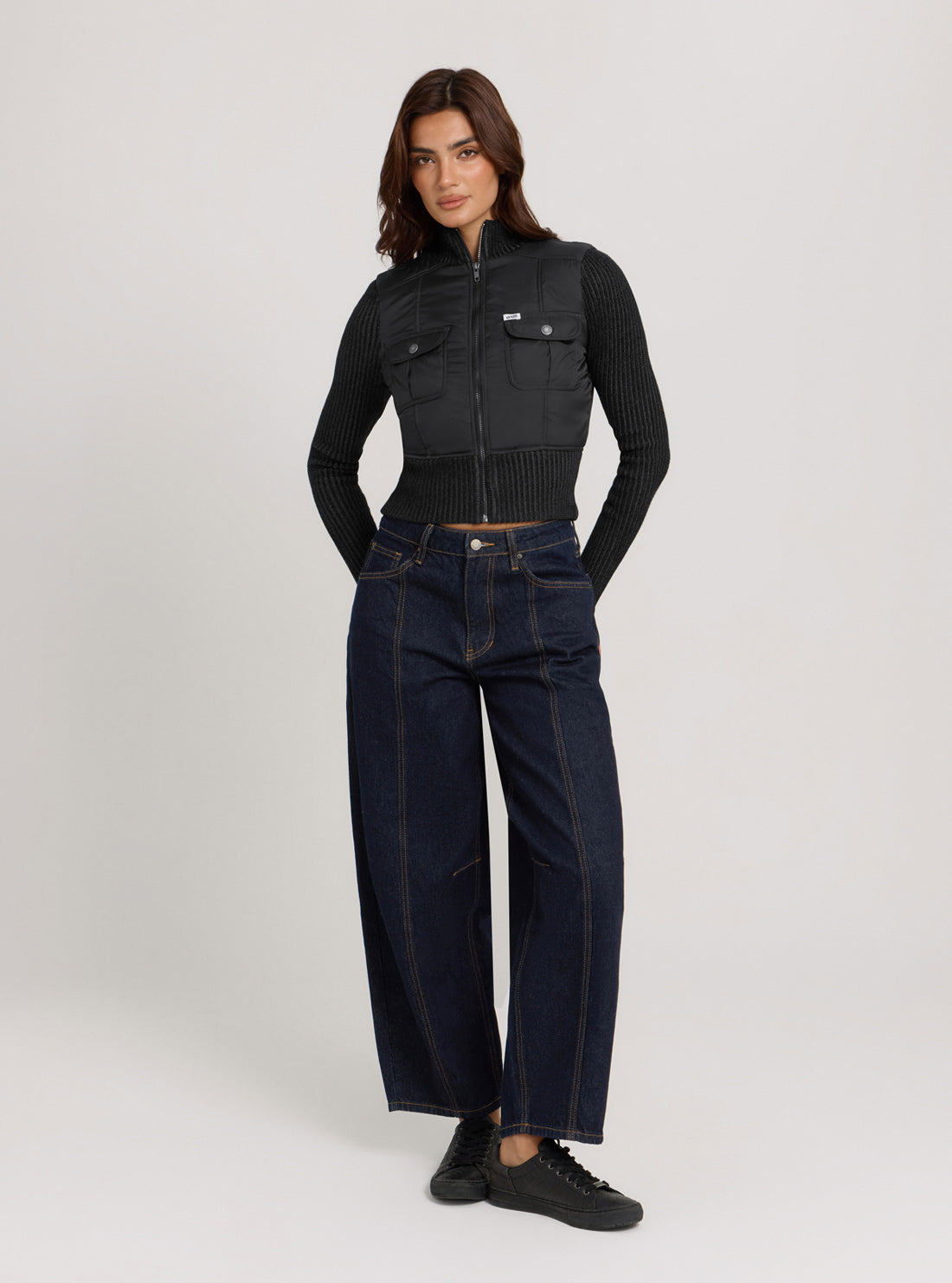 Guess Originals Black Nylon Zip-Up Jacket