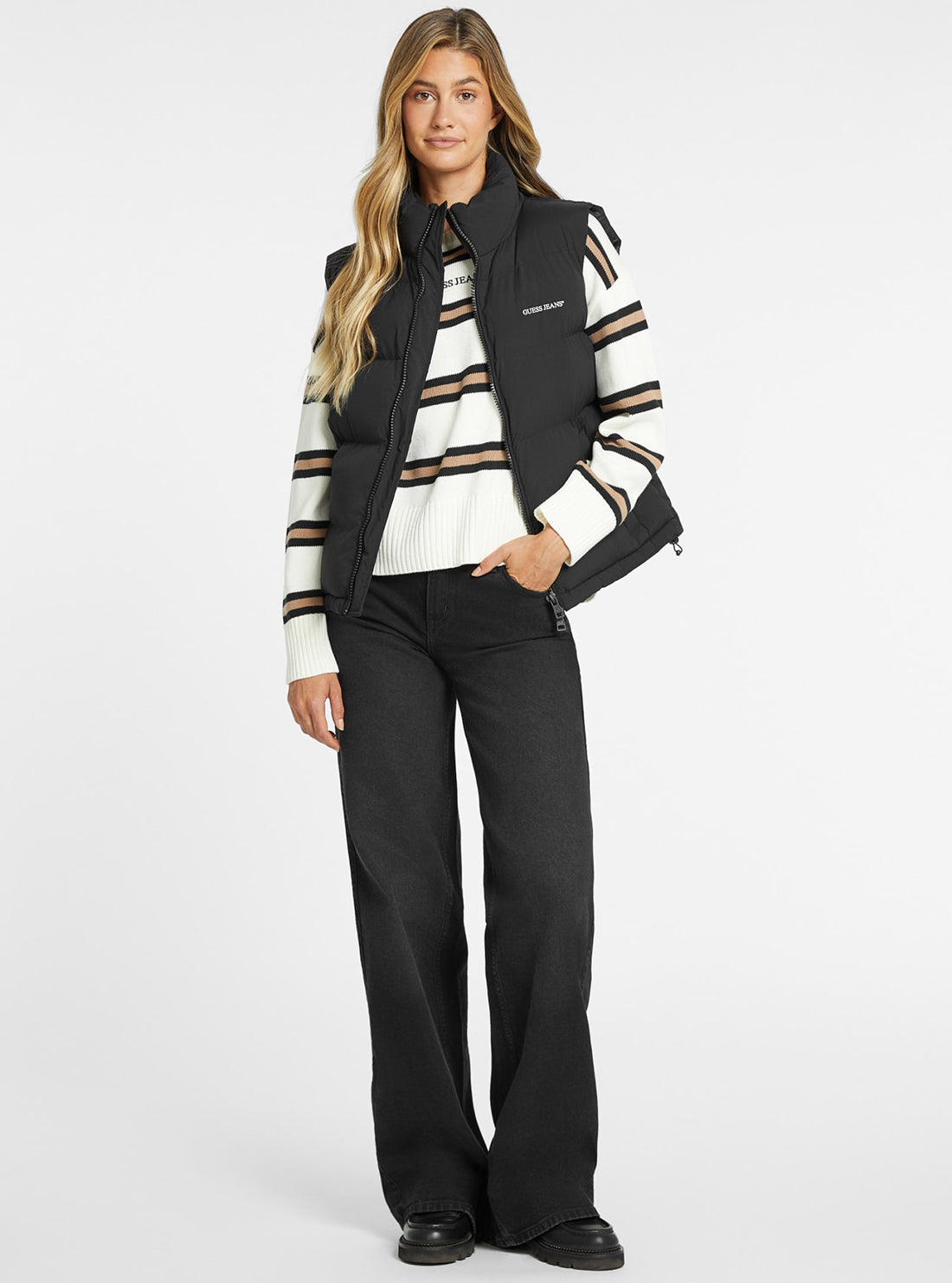 Guess Jeans Black Puffer Vest