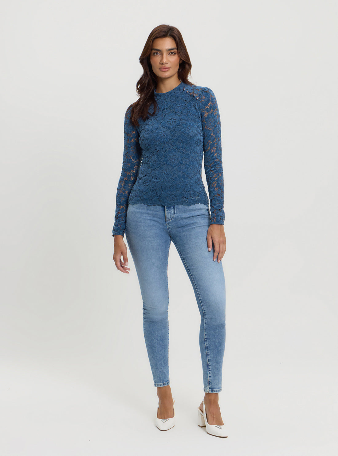 Blue Josephine Lace Top