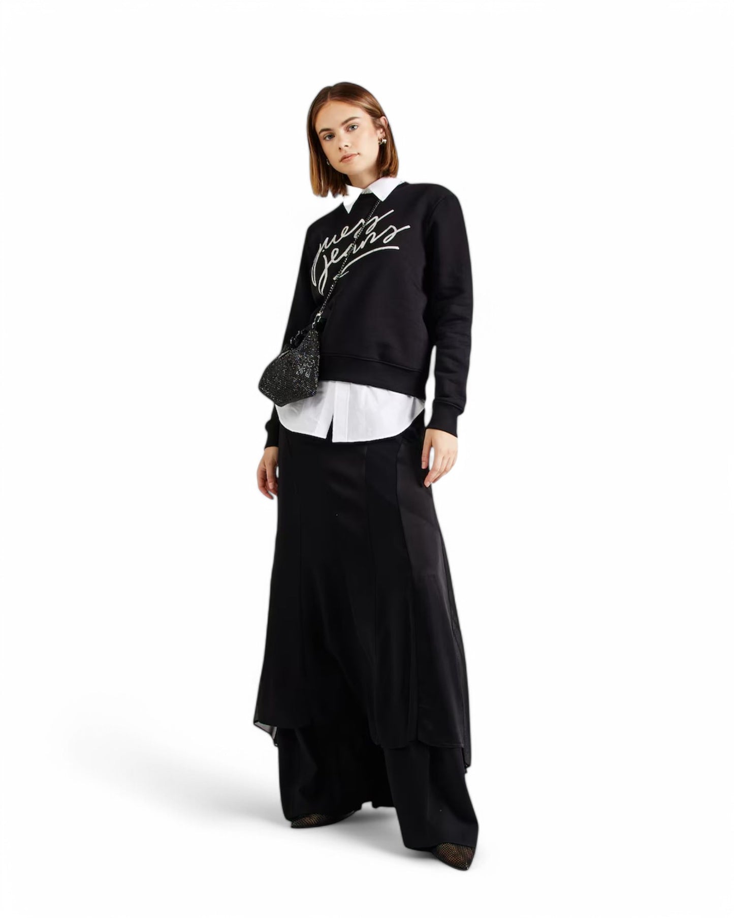 Guess Jeans Crew Neck Regular Italic Logo Sweat