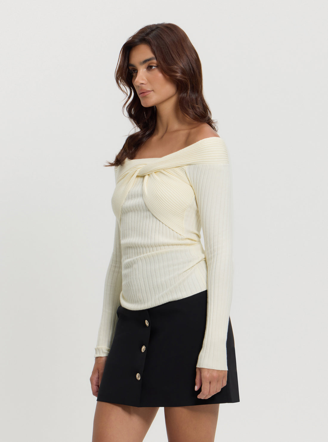 White Milana Wrap Knit Top