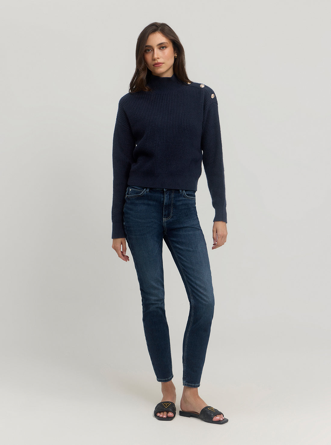 Eco Navy Zylee Mock Neck Jumper