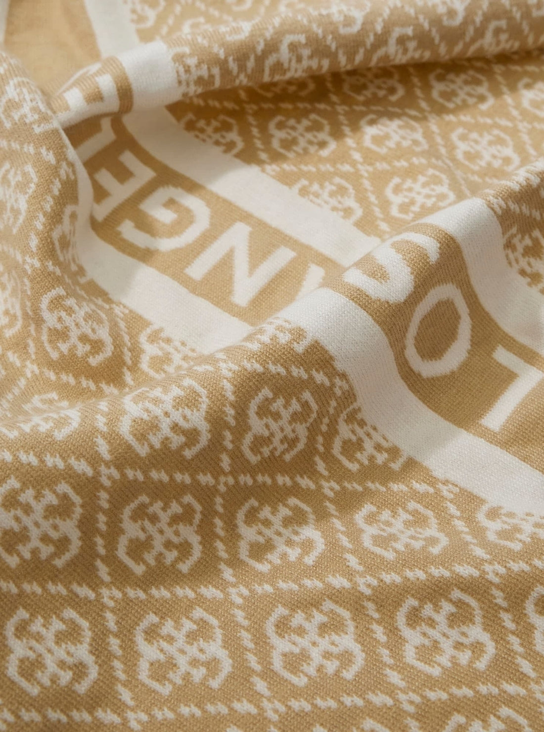 GUESS Accessories Beige Logo Sevyn Knit Scarf W4BZ22Z3JD2 Detail View