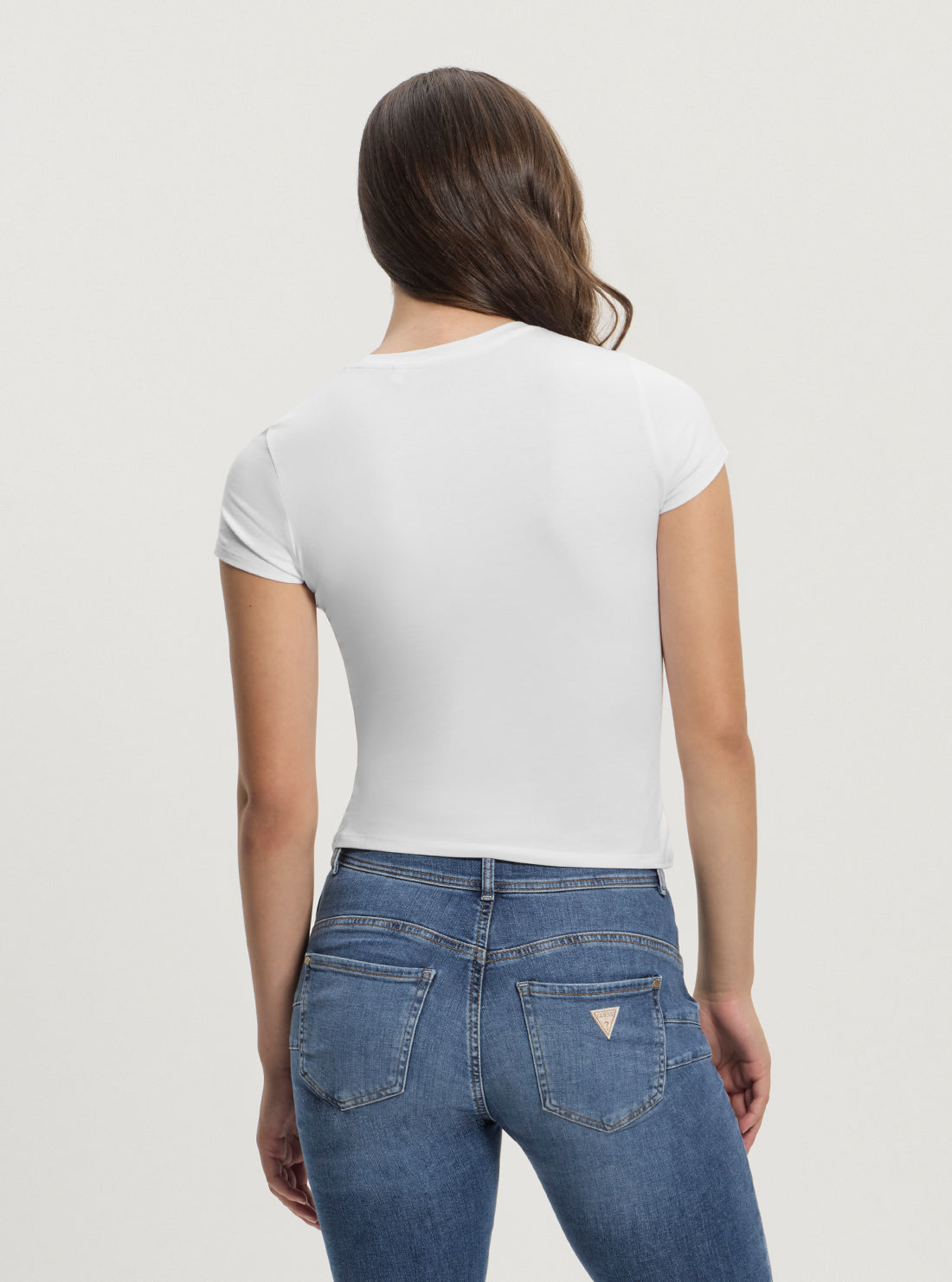 GUESS Womens White Crystal Tiger R5 T-Shirt W4GI43KA0Q1 Back View