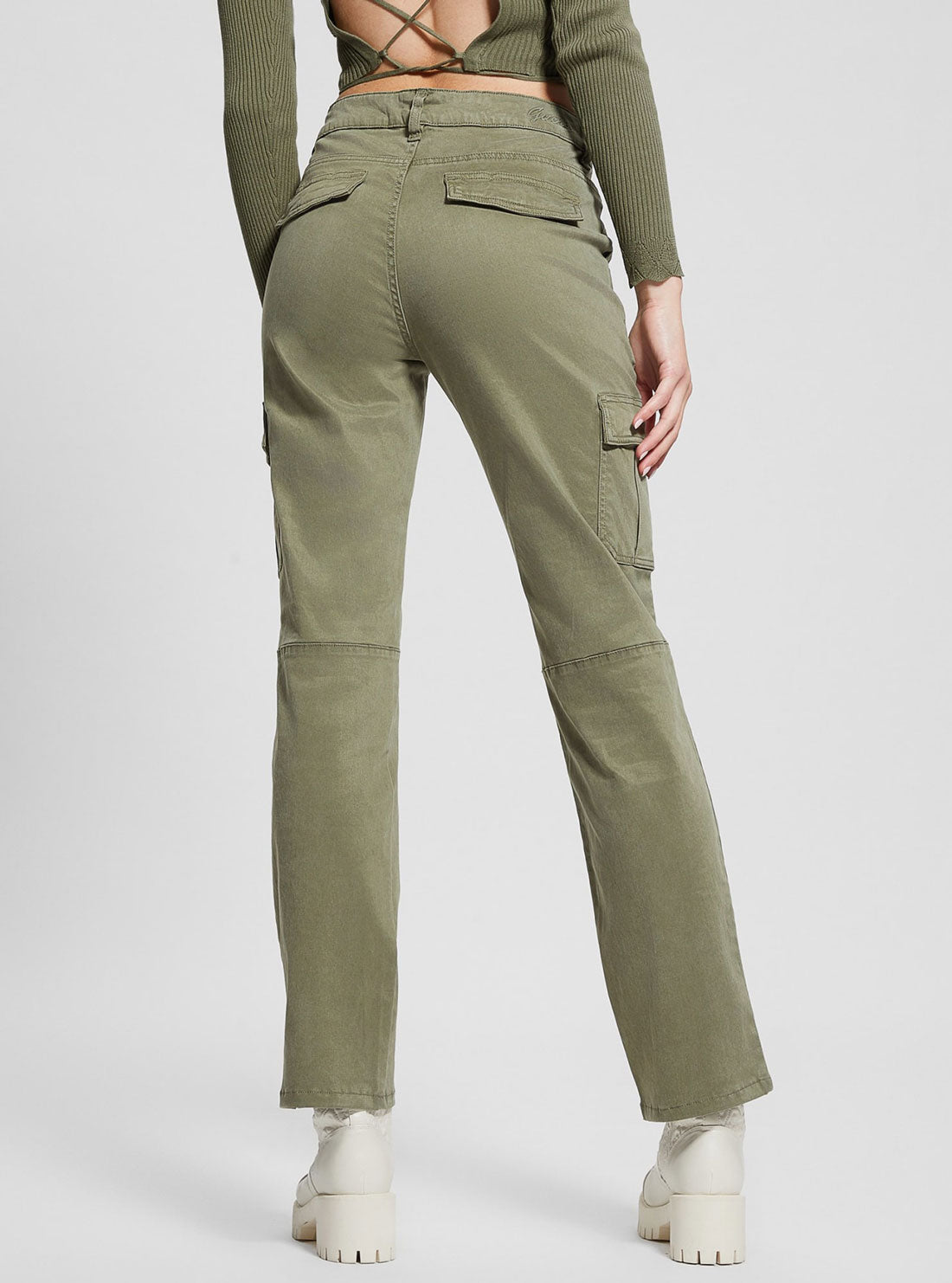 GUESS Green Straight-Leg Cargo Pants back view