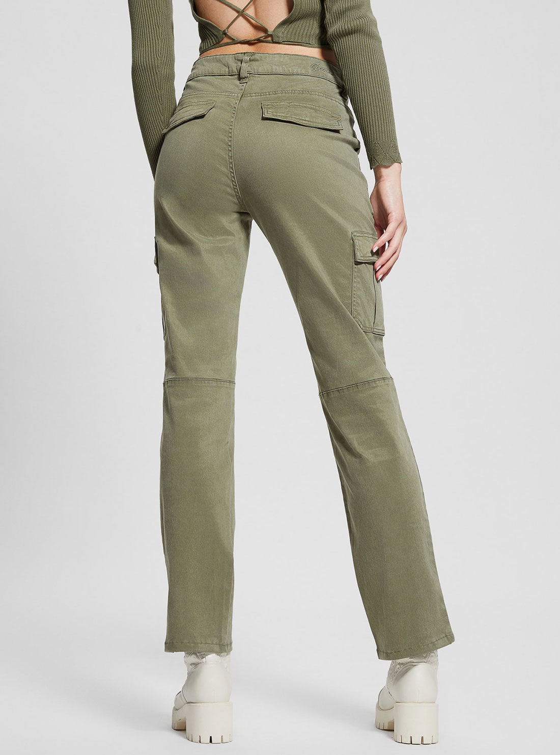 GUESS Green Straight-Leg Cargo Pants back view