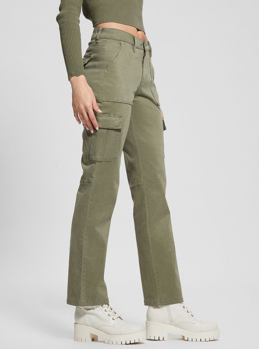 GUESS Green Straight-Leg Cargo Pants side view