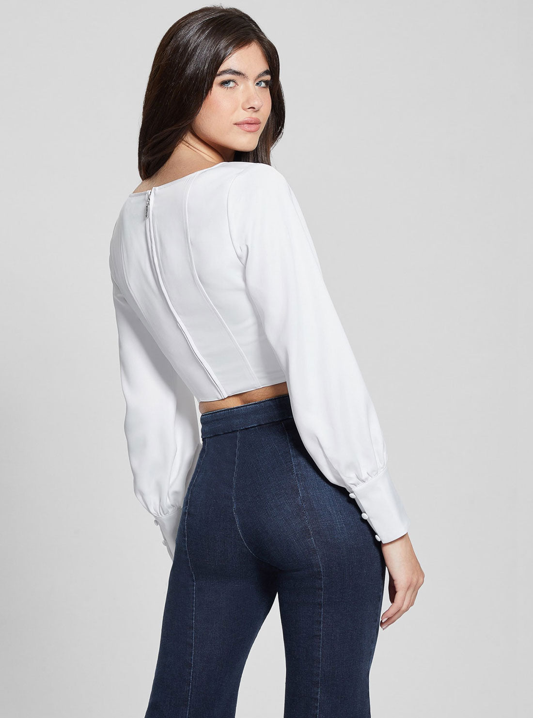 GUESS White Isabel Corset Top back view