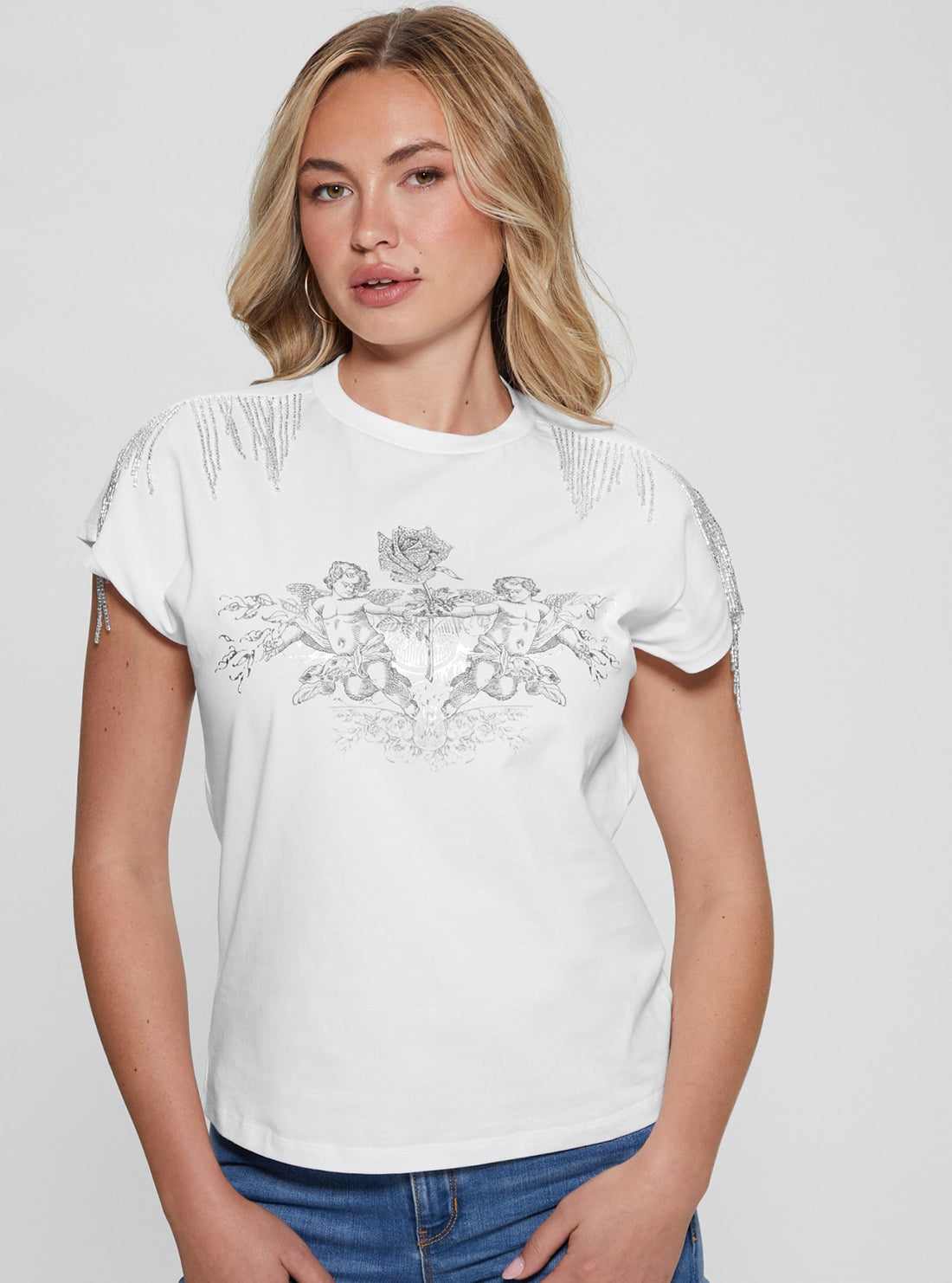 White Royal Fringe T-Shirt
