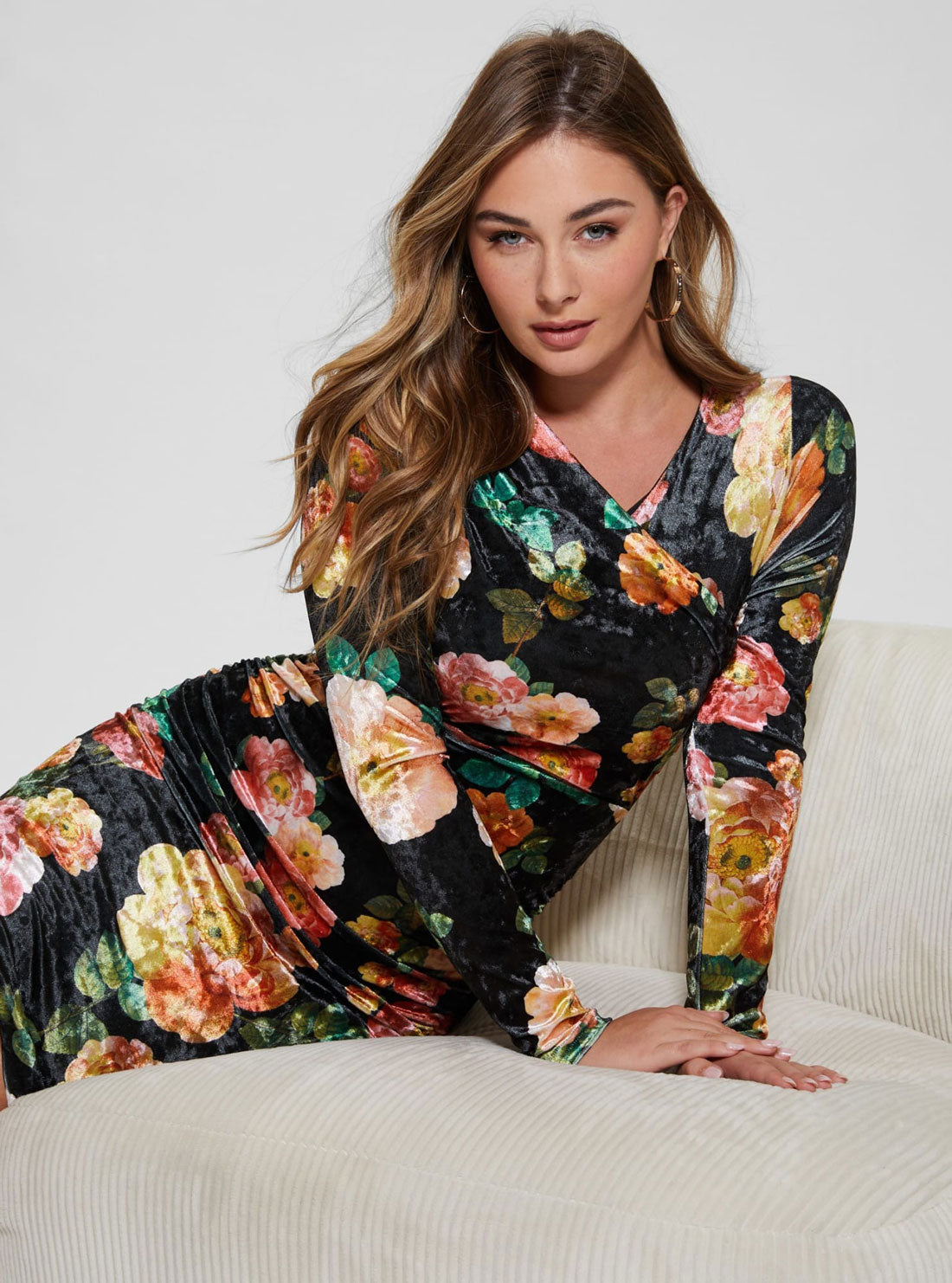 GUESS Floral Tess Velvet Mini Dress detail view