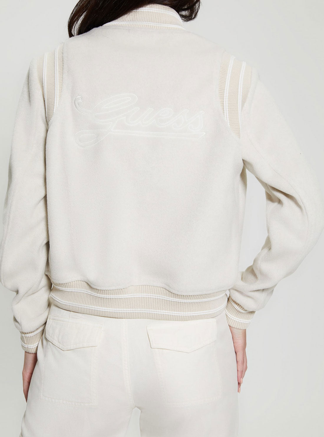 GUESS GUESS White Gloria Logo Bomber Jacket back view