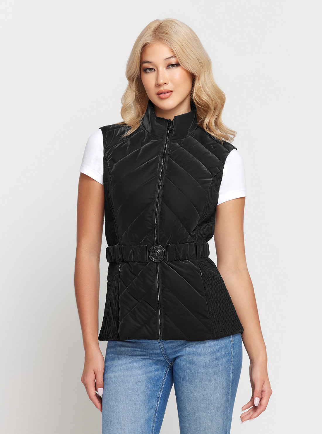 GUESS Black Cassandra Belted Vest front view