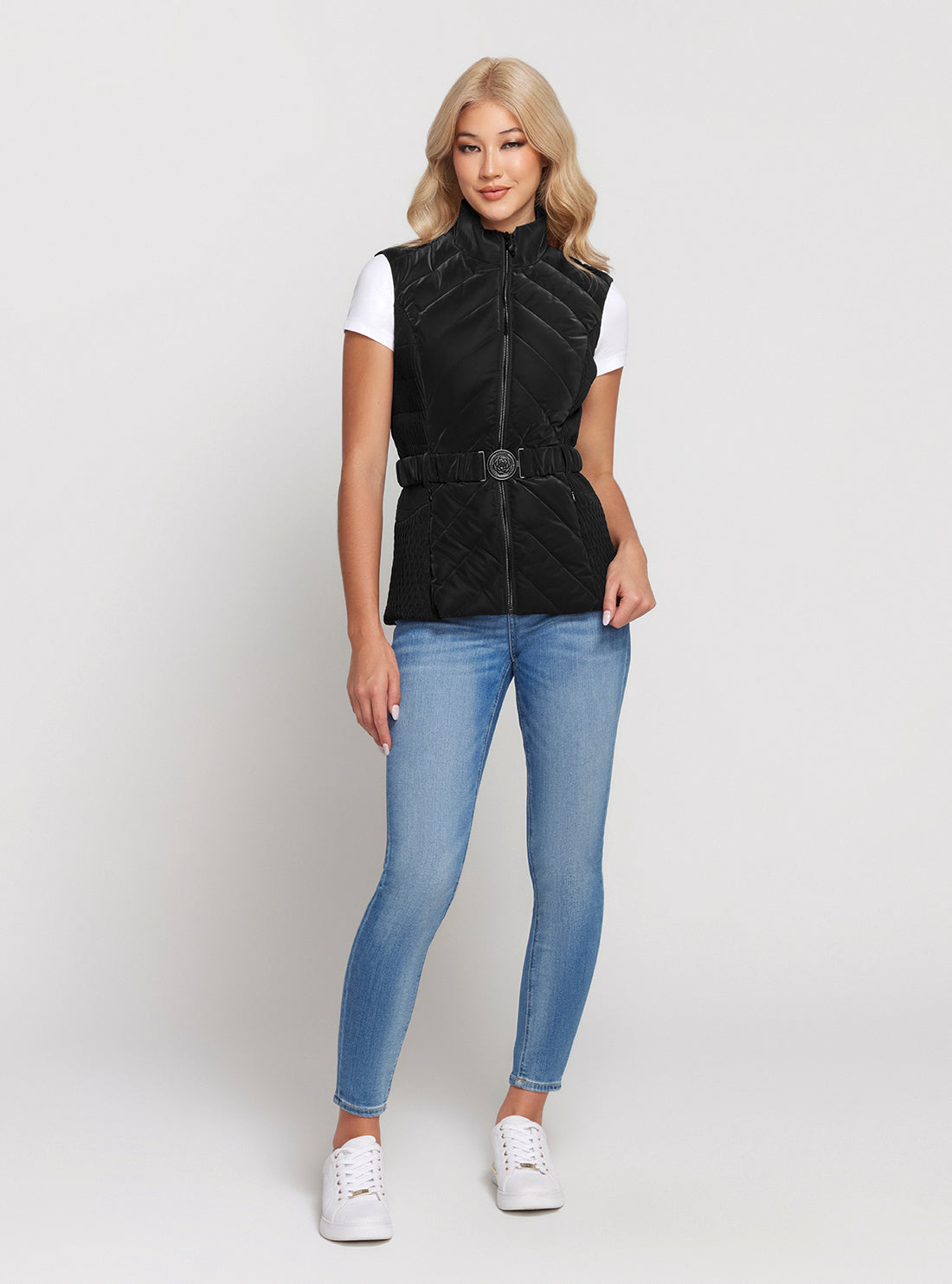 GUESS Black Cassandra Belted Vest full view 