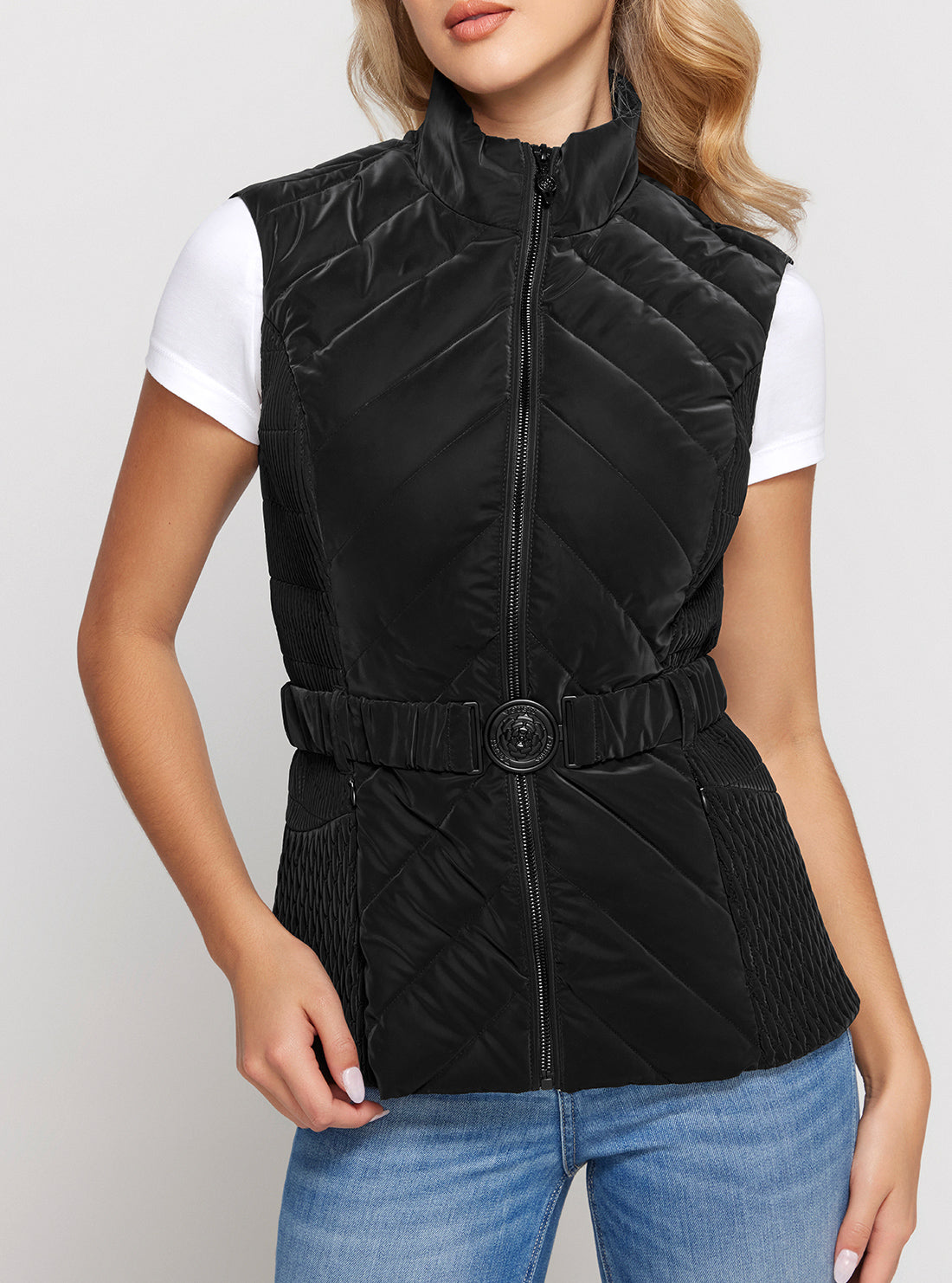GUESS Black Cassandra Belted Vest detail view