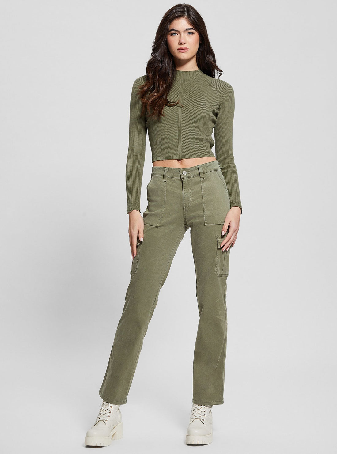 GUESS Green Marie Open Back Knit Top full view
