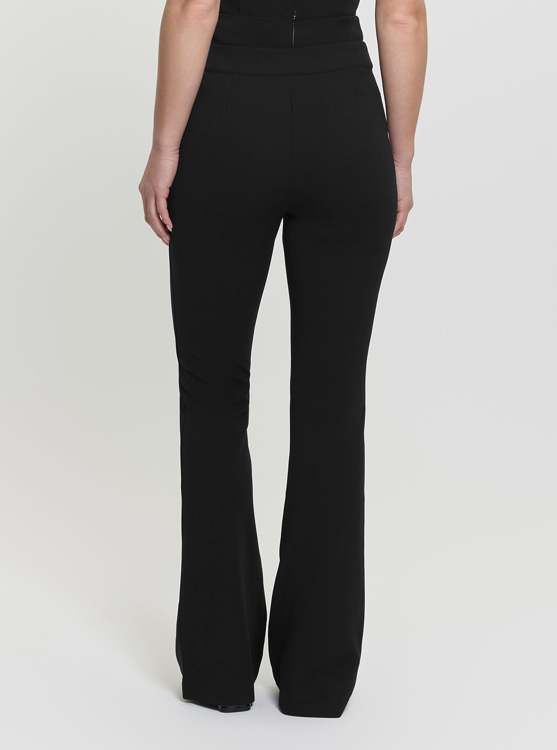 GUESS Womens Black High-Rise Slim Fit Flared Evelina Pants W4YB01KCBO2 Back View