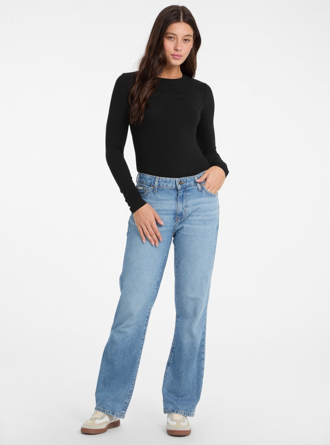 Guess Jeans Black Slim Long Sleeve T-Shirt W4YI22J1314 Full View
