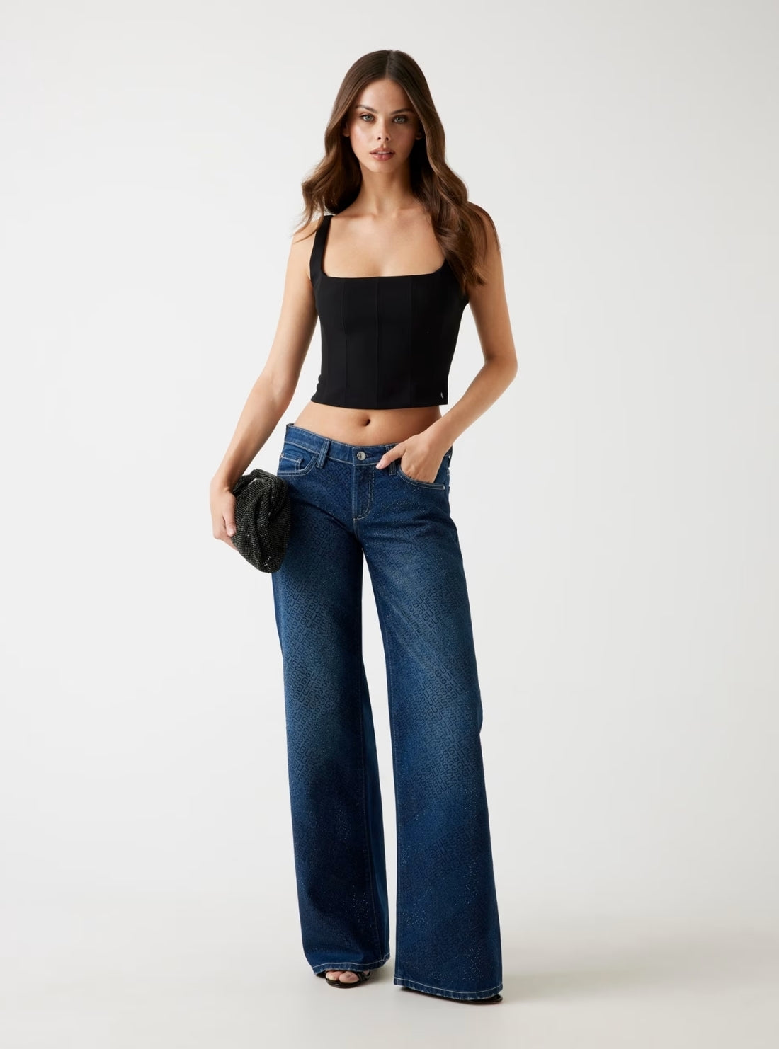 GUESS Womens Low Rise Slouchy Jeans in Medium Wash W5BA1DD0741 Full View