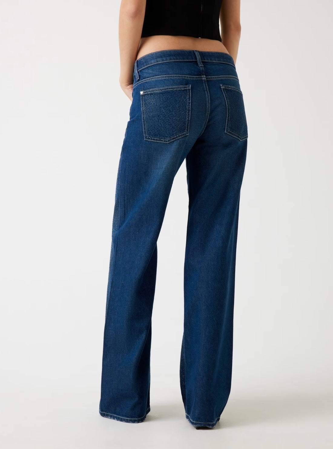 GUESS Womens Low Rise Slouchy Jeans in Medium Wash W5BA1DD0741 Back View