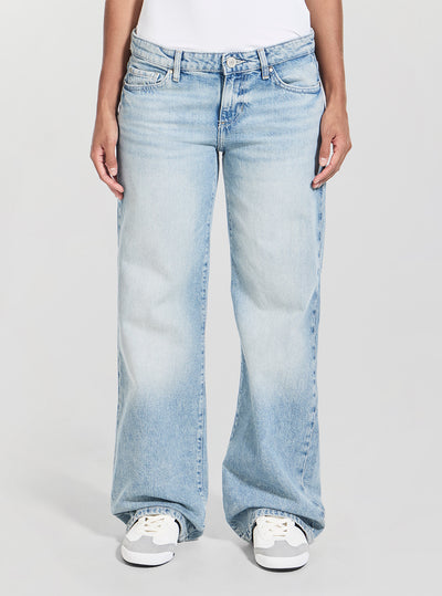 GUESS Womens Low Rise Slouchy Jeans in Winter Mist W5BA1DD0742 Front View