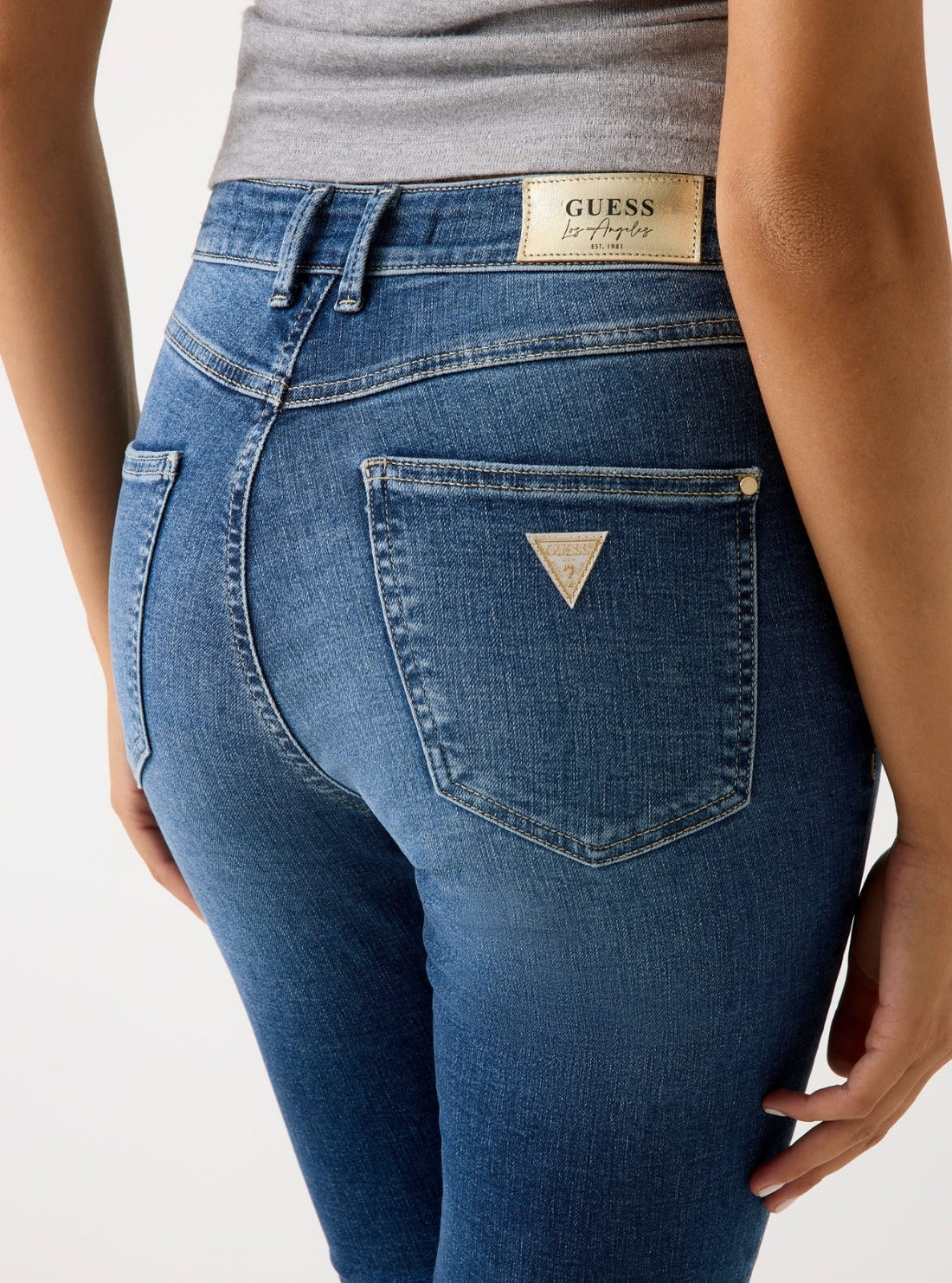 GUESS Womens High Rise 1981 Button Jeans in Medium Wash W5BA28D0793  Back Detail View