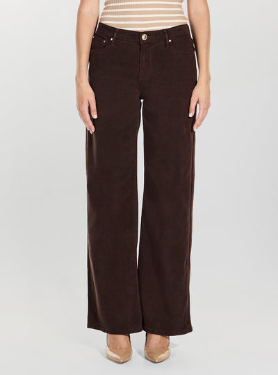 GUESS Womens Brown Mid-Rise Sexy Palazzo Jeans W5BA96WFQYB Front View