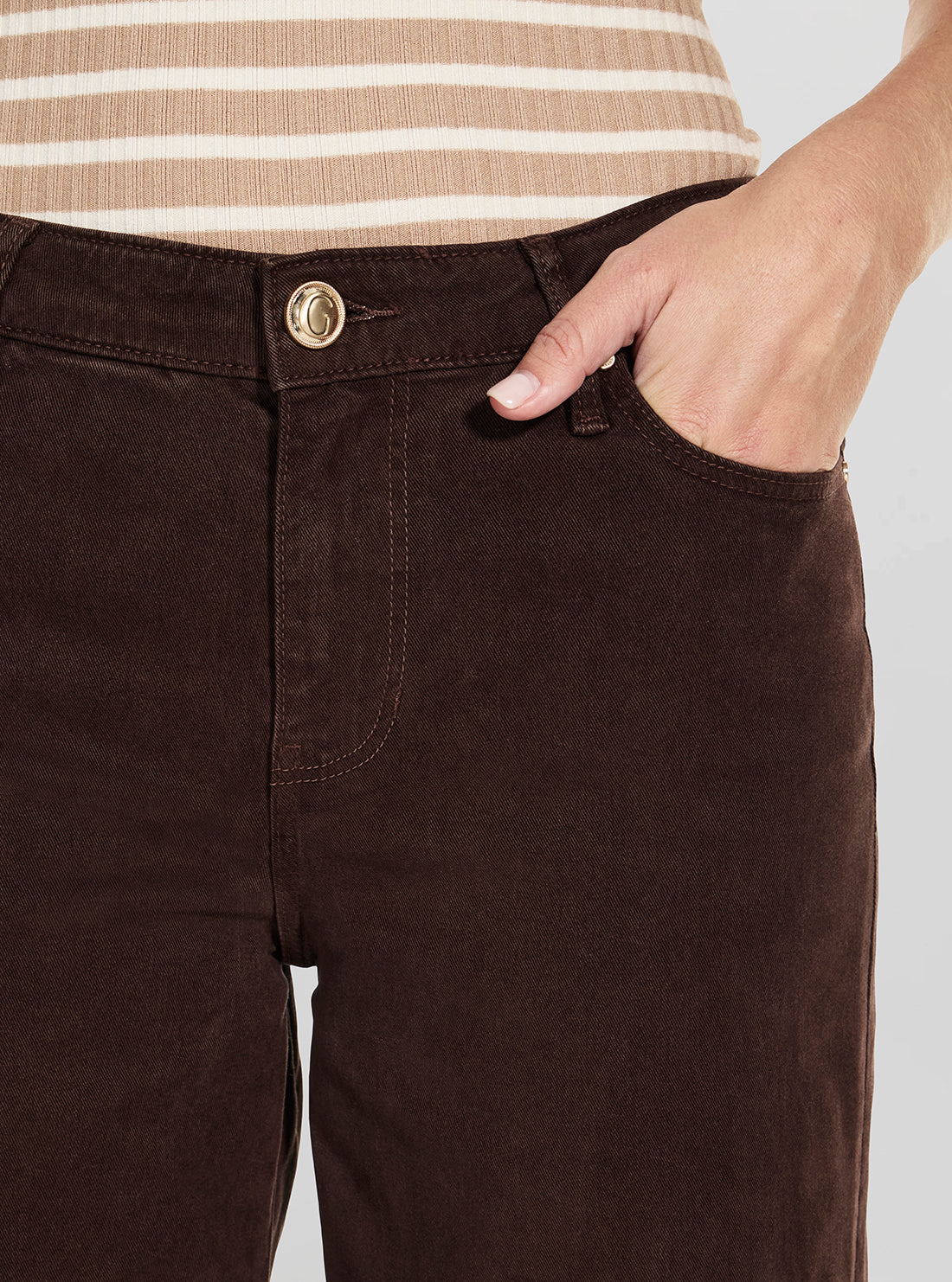 GUESS Womens Brown Mid-Rise Sexy Palazzo Jeans W5BA96WFQYB Detail View