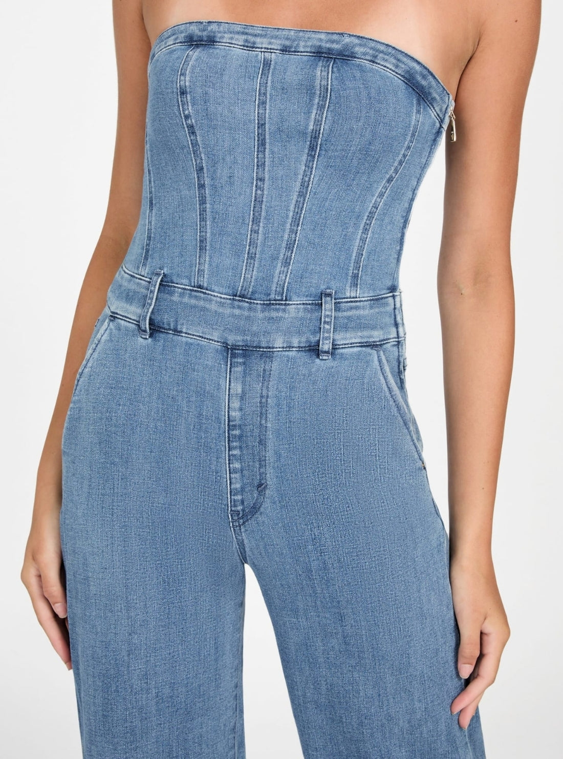GUESS Womens Eco Blue Donna Denim Jumpsuit W5BD1FD4LU Detail View