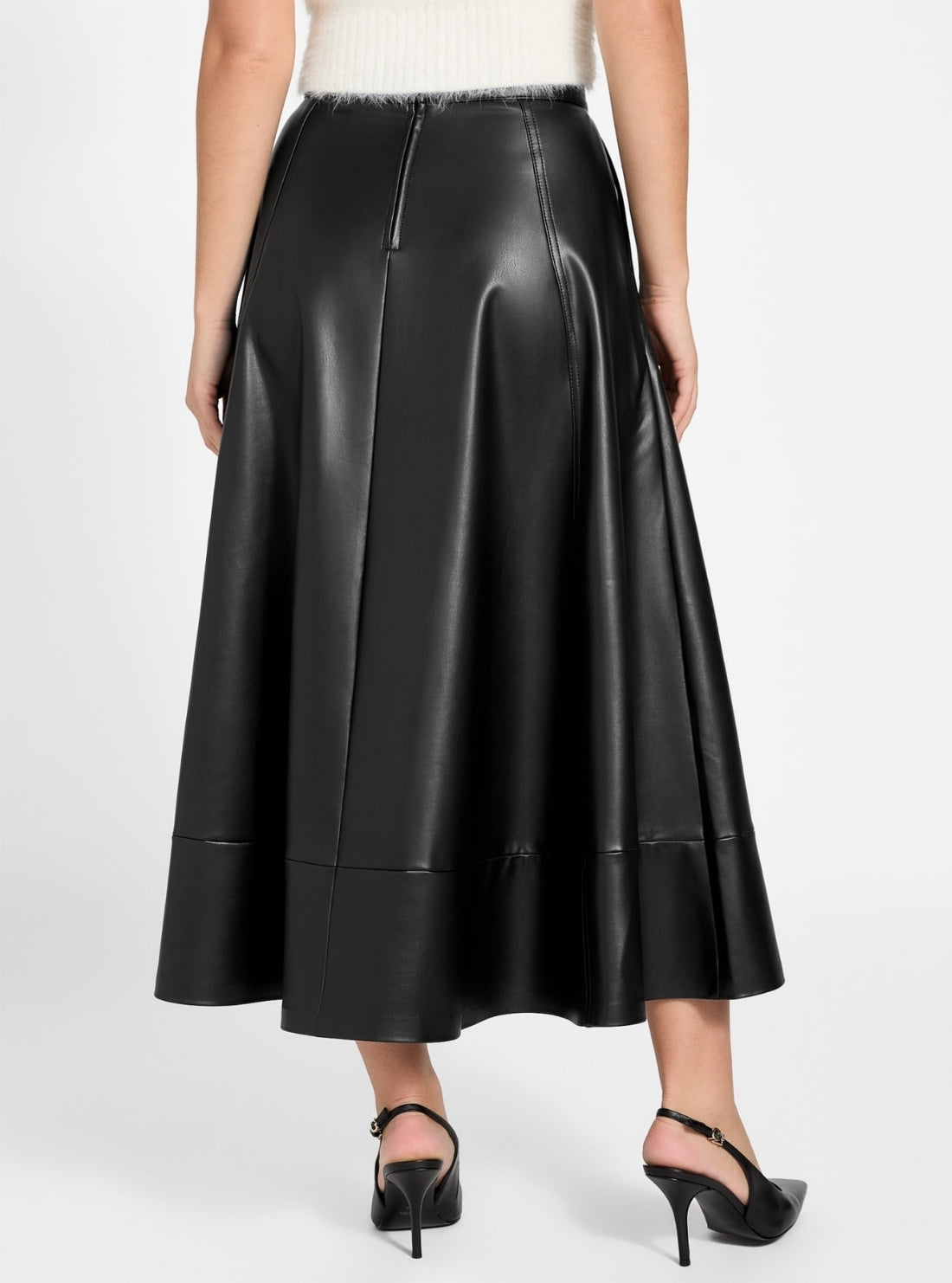 GUESS Womens Black Delores Maxi Circle Skirt W5BD71K8S30 Back View