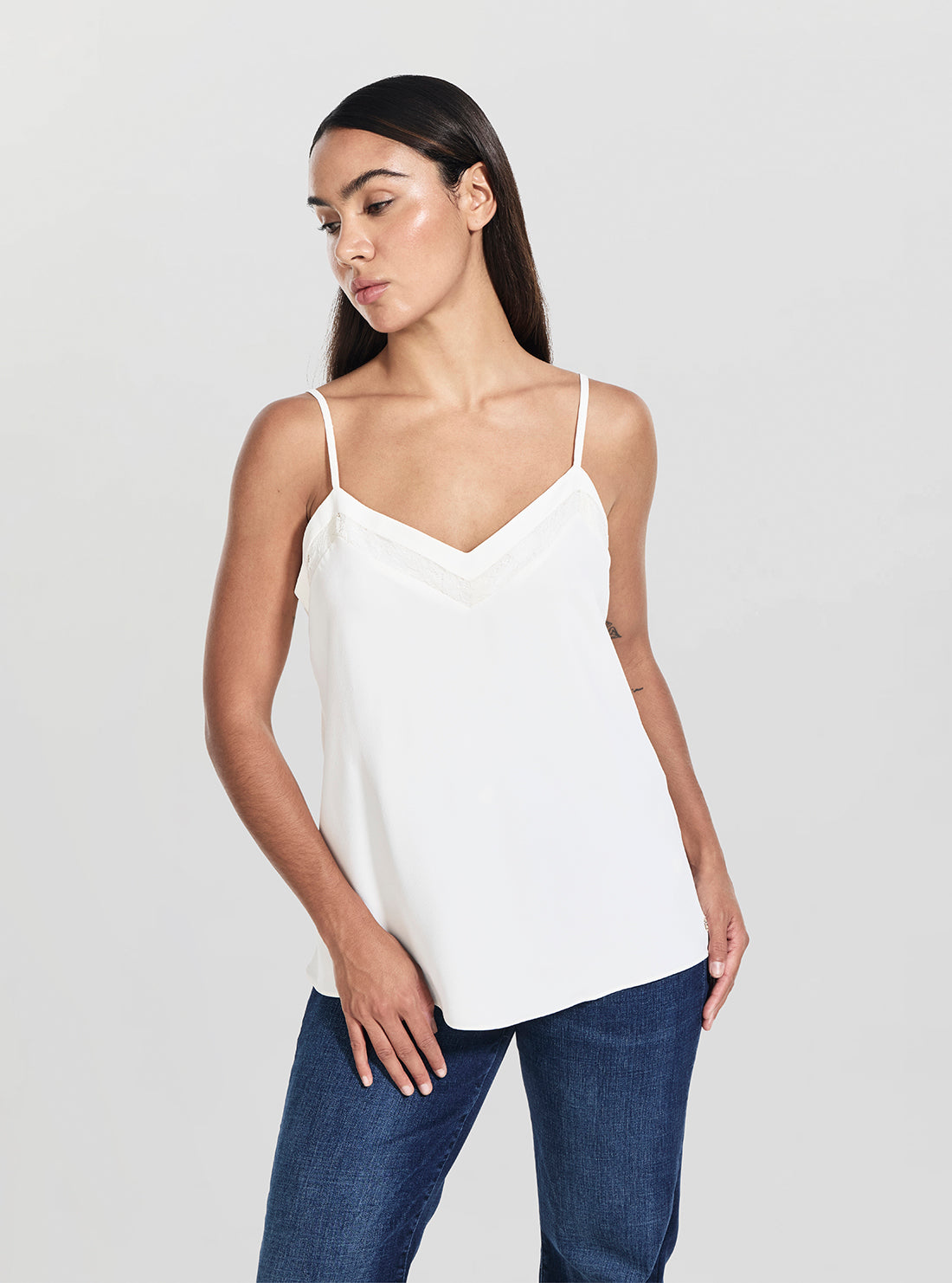 GUESS Womens White Eve Camisole Top W5BH79W2982 Side View