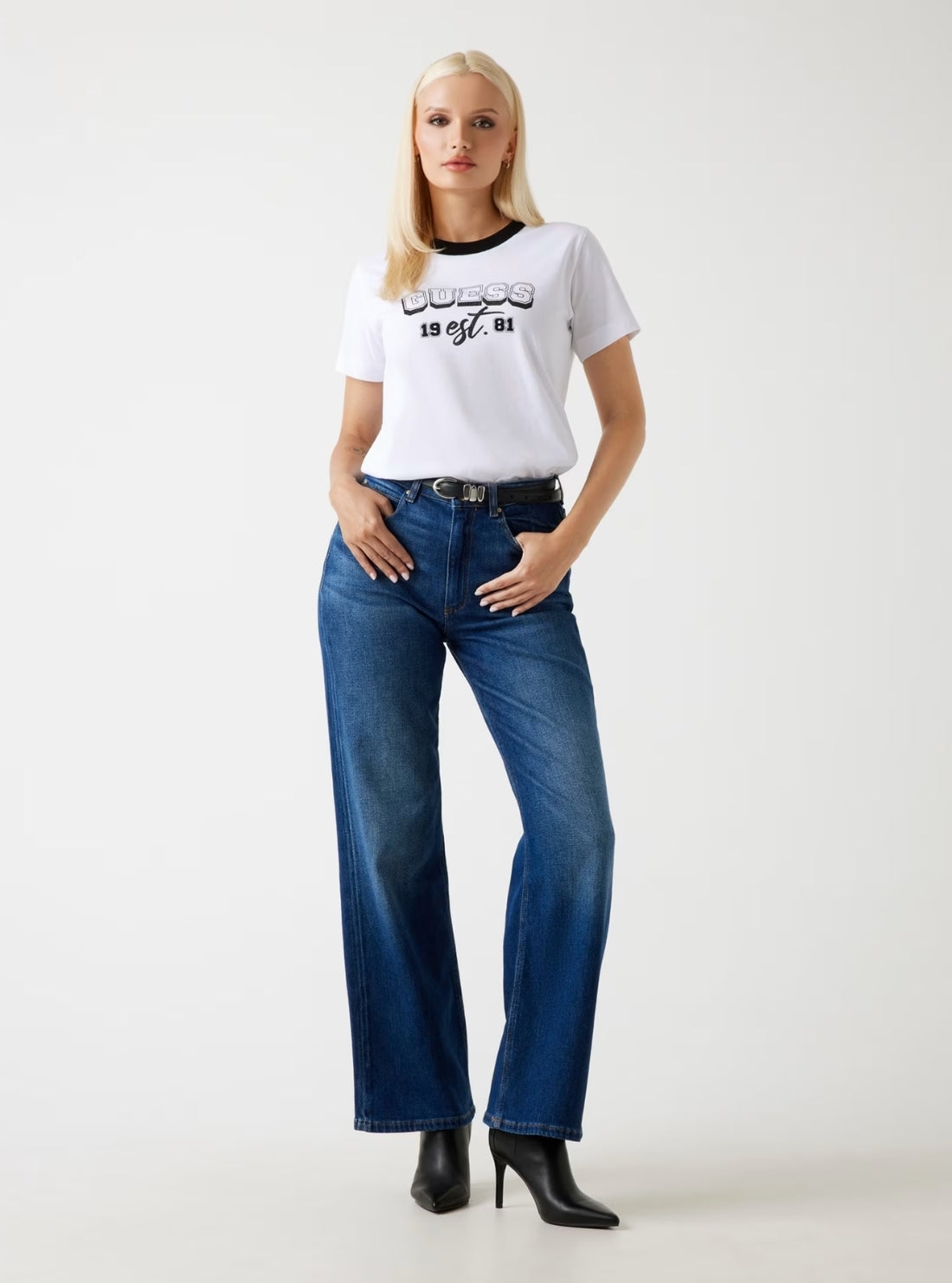 GUESS Womens Eco White College Guess T-Shirt W5BI14I3Z14 Full View