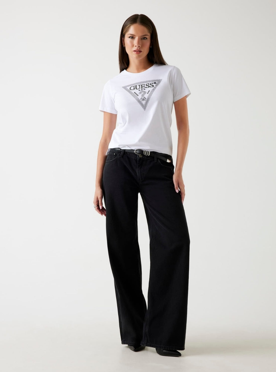 GUESS Womens White Krystal Logo T-Shirt W5BI18I3Z14 Full View