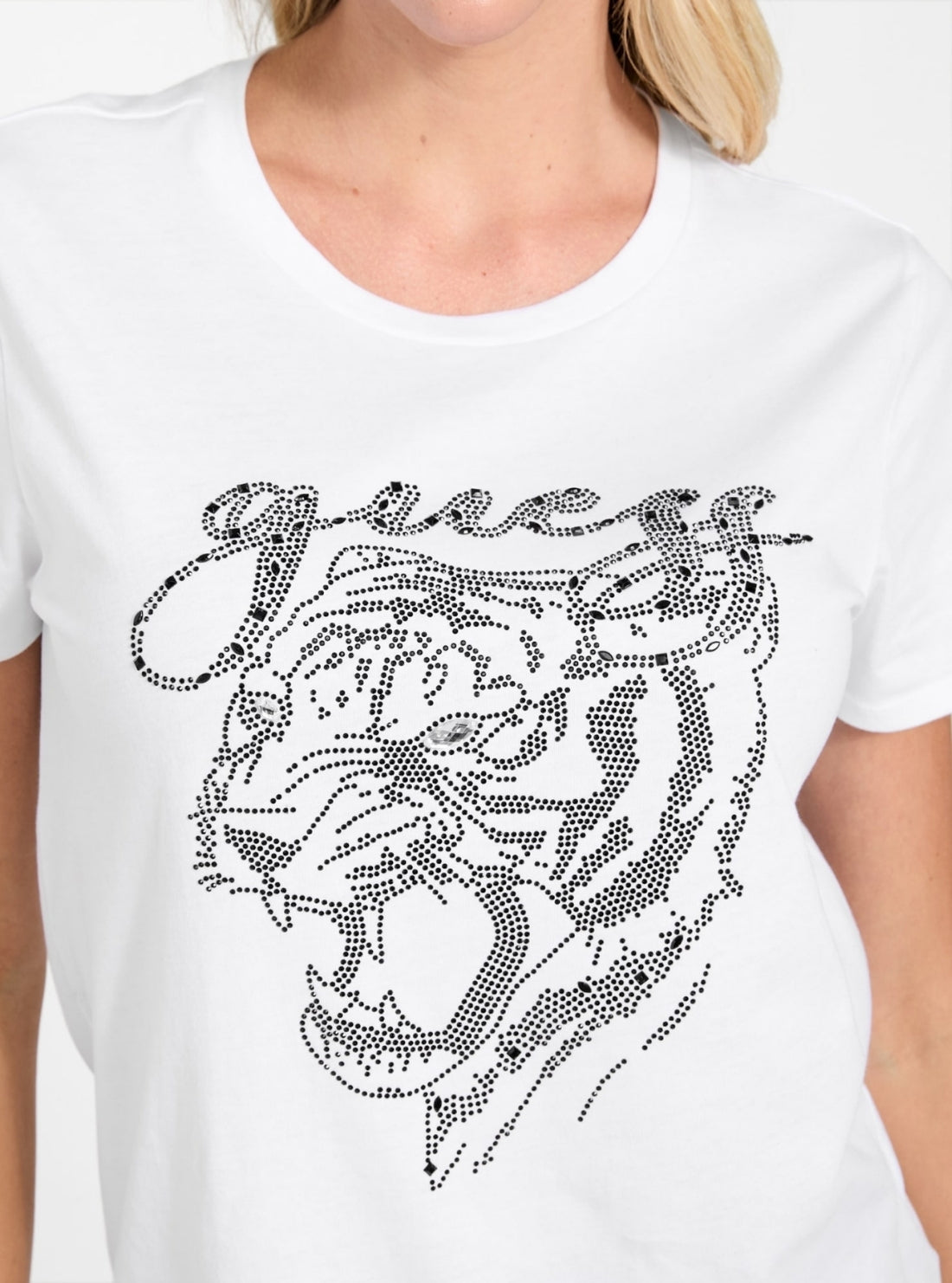 GUESS Womens White Tiger Face Easy T-Shirt W5BI32K9RM1  Detail View