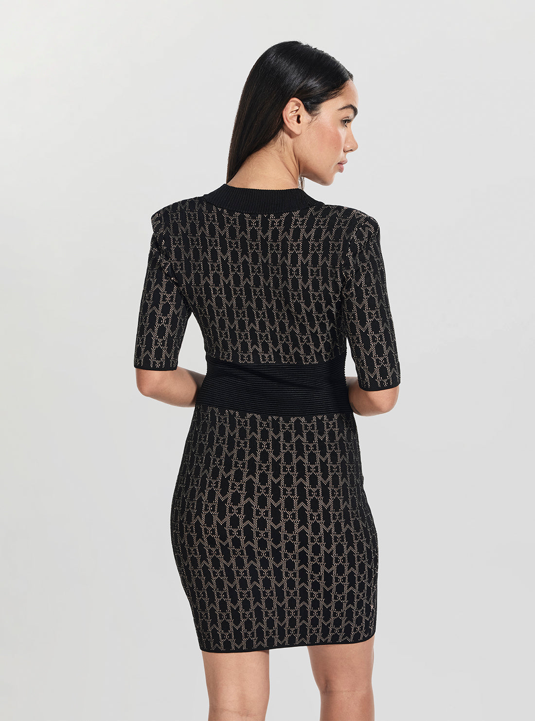 GUESS Womens Marciano Multi Billie Monogram V-Neck Dress 5YGK205877Z Back View