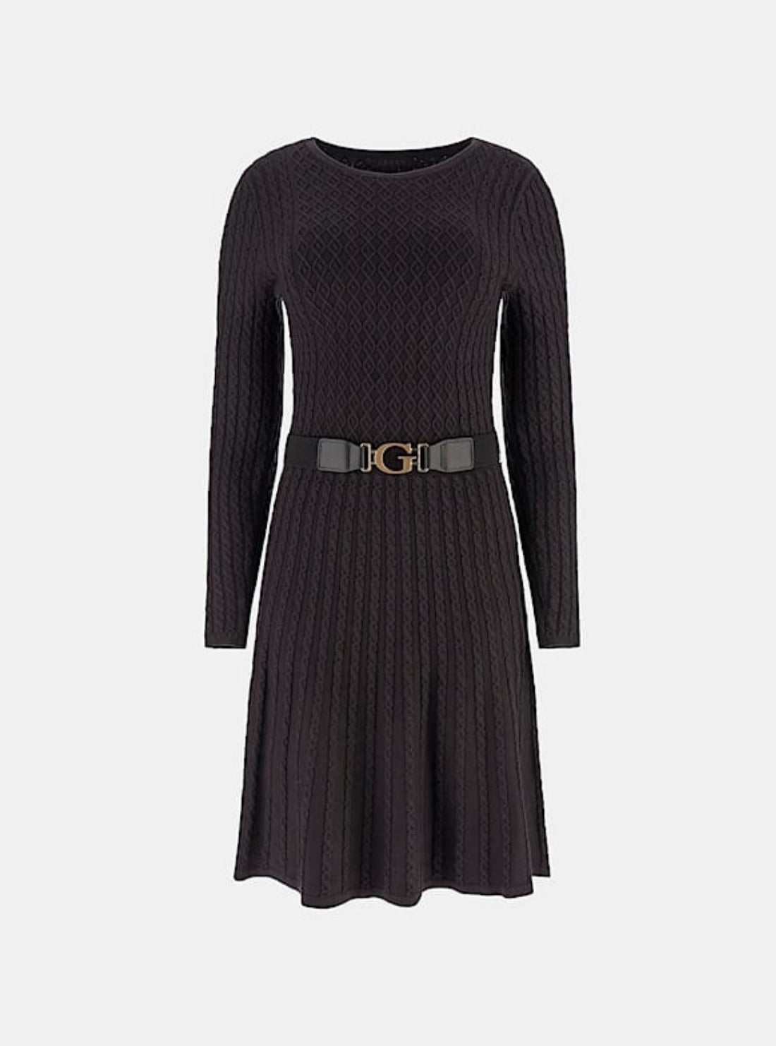 GUESS Womens Eco Brown Cable Belted Hana Mini Dress W5BK68Z2YJ2  Flatlay
