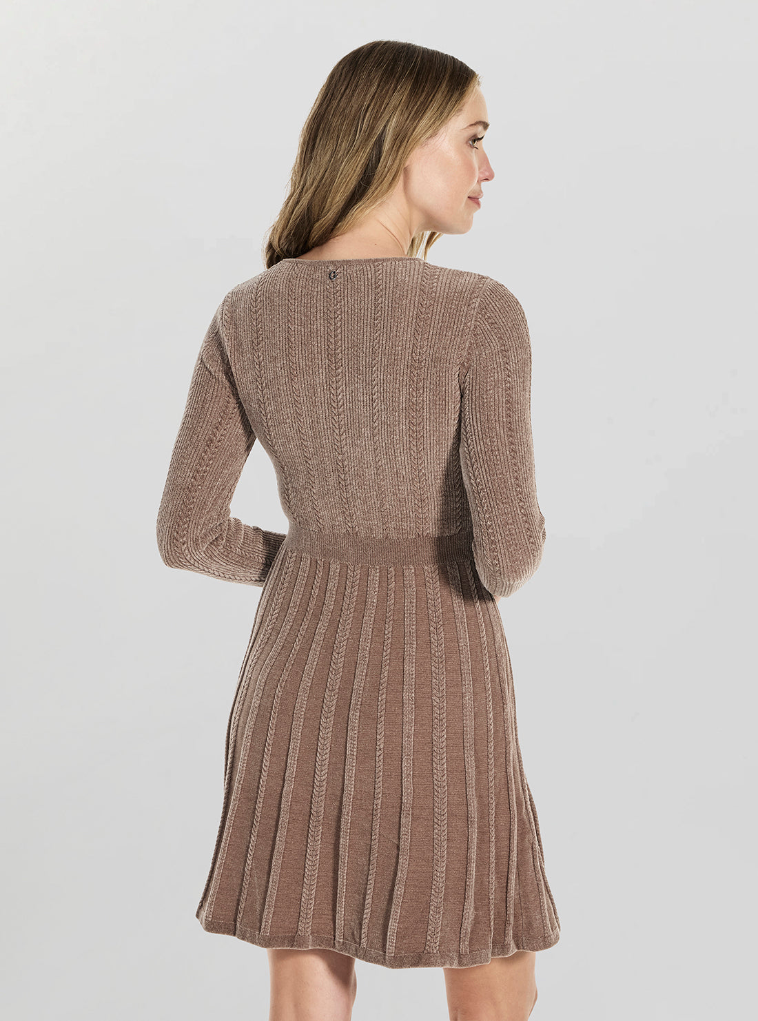 GUESS Womens Eco Taupe Morgan Fit and Flare Dress W5BK79Z3902 Back View