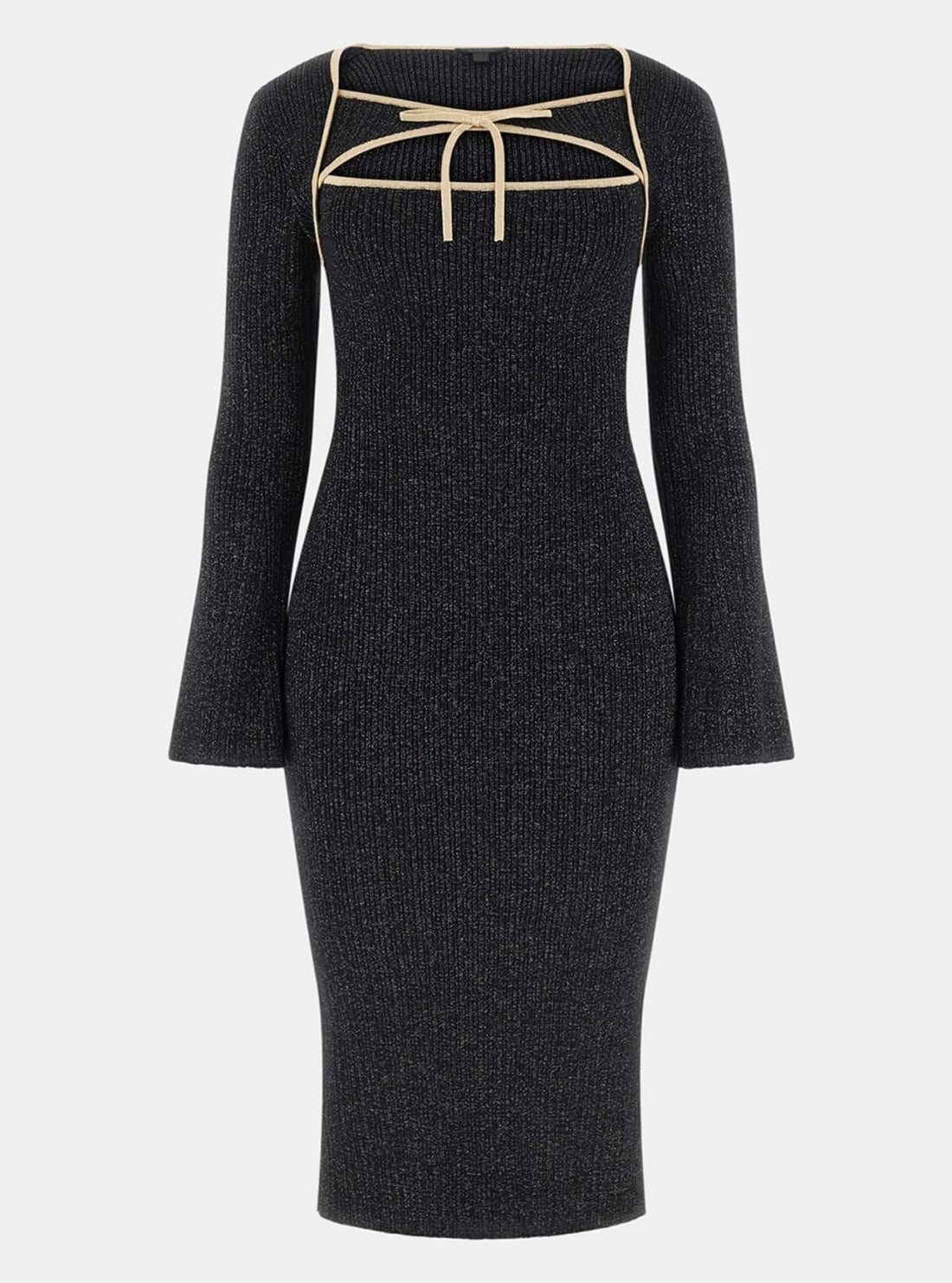 GUESS Womens Black Sansa Lurex Midi Dress W5BK90Z3702 Flatlay