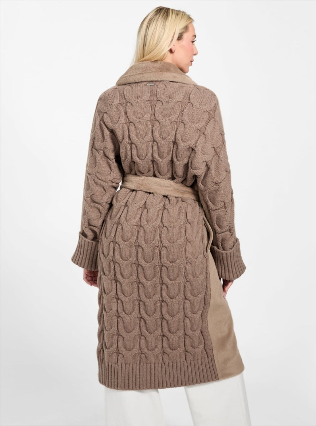 GUESS Womens Brown Ludovica Faux Fur Coat W5BL63W4200 Back View