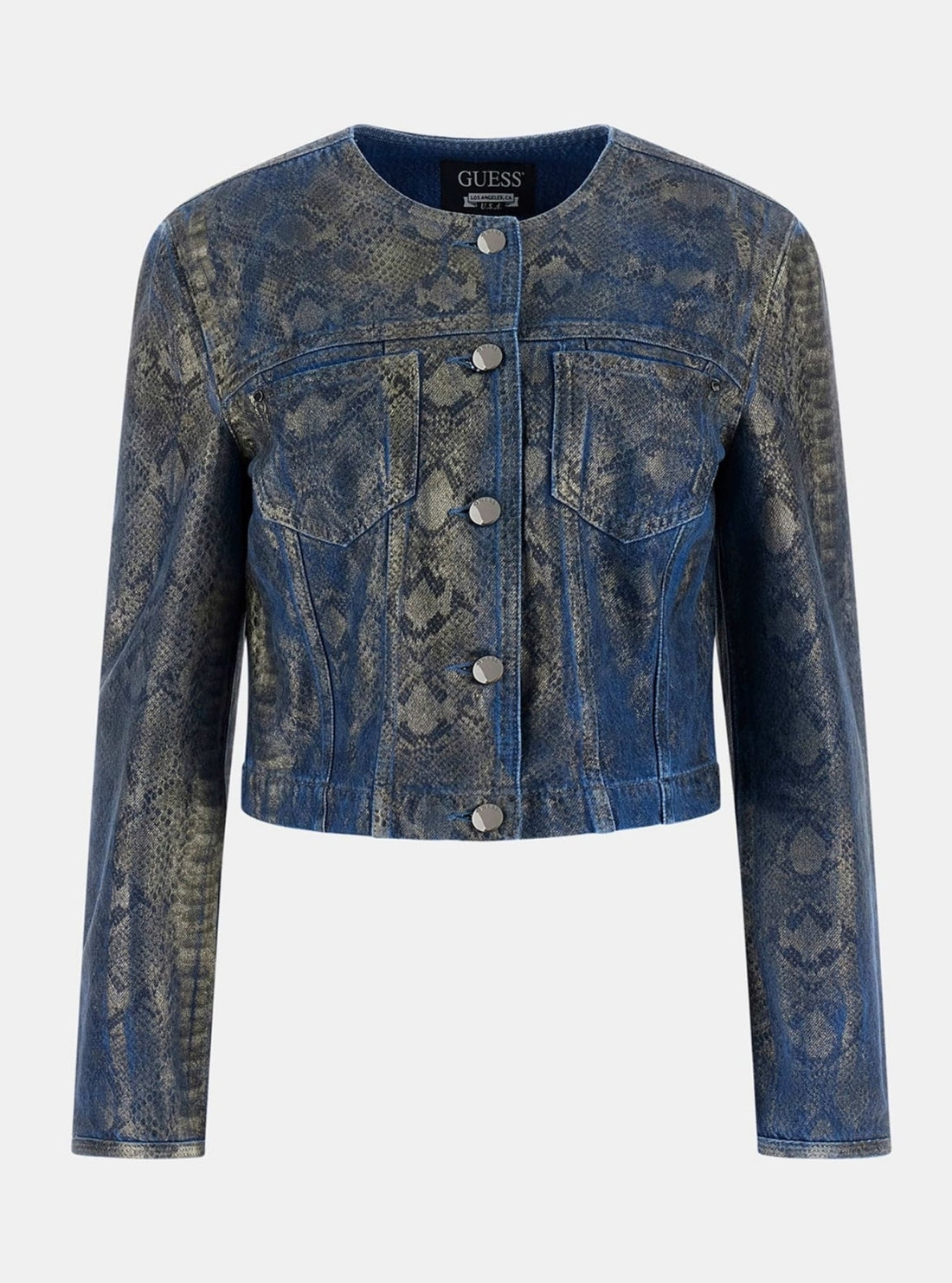 GUESS Womens Multi Tersa Snakeskin Jacket W5BN97D5QK2 Flatlay