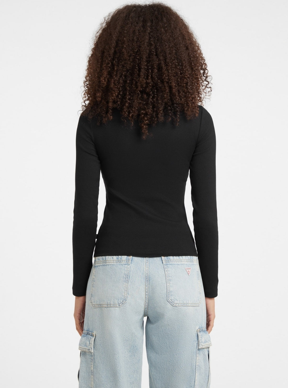 Guess Jeans Black Embroidered Slim Top W5BP01KA0H1 Back View